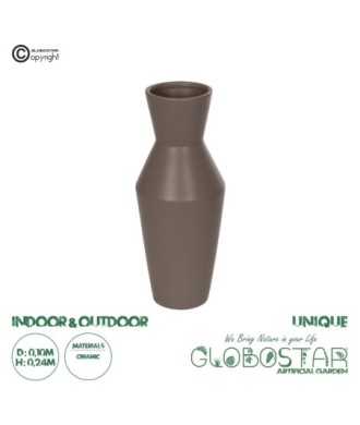 GloboStar® Artificial Garden UNIQUE 21286 Διακοσμητικό Κεραμικό Βάζo Καφέ Π10 x Μ10 x Υ24cm